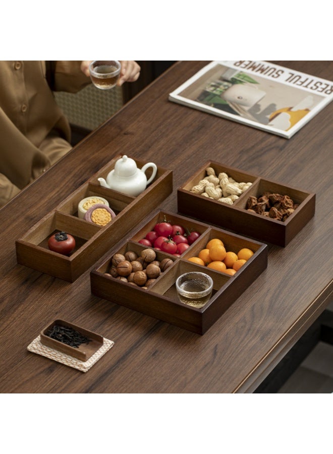 MAIDI Solid Wood Multi - Compartment Dry Fruit Tray, 6 Grid Snack & Nut Platter for Desserts, Tea Treats & Home Decor, Elegant Wooden Serving Tray for Living Room, Tea Room & Parties, Functional Food Organizer with Divided Sections - Image 1