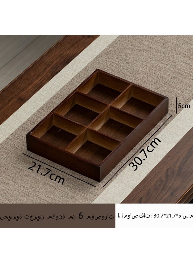MAIDI Solid Wood Multi - Compartment Dry Fruit Tray, 6 Grid Snack & Nut Platter for Desserts, Tea Treats & Home Decor, Elegant Wooden Serving Tray for Living Room, Tea Room & Parties, Functional Food Organizer with Divided Sections - Image 5