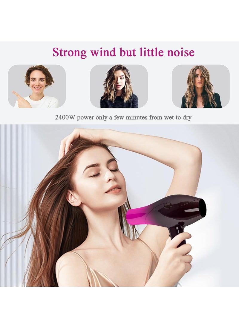 JUFU JUFU - Hair Dryer Ionic Diffuser with 2 Speeds 3 Heat Temperatures and Cool Shot Button with Diffuser, Nozzle, Concentrator Comb for Curly and Straight Hair for Home Travel Salon - Image 1