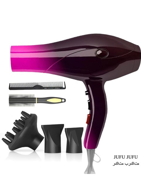 Hair Dryer Ionic Diffuser with 2 Speeds 3 Heat Temperatures and Cool Shot Button with Diffuser, Nozzle, Concentrator Comb for Curly and Straight Hair for Home Travel Salon