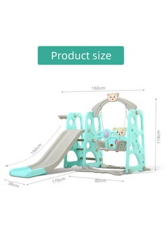 FULL JOY Little  Bear Slide with a Swing +Basketball  3*1,Turquoise  - Image 4