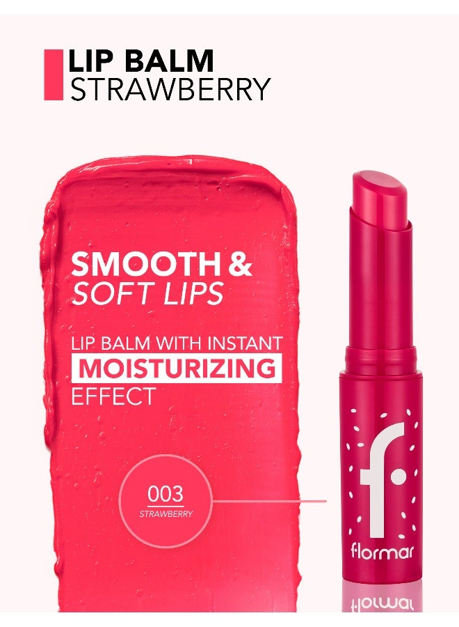 flormar Lip Balm – 003 Strawberry – Moisturizing Lip Balm, Softening Care, Smooth Finish Strawberry - Image 5