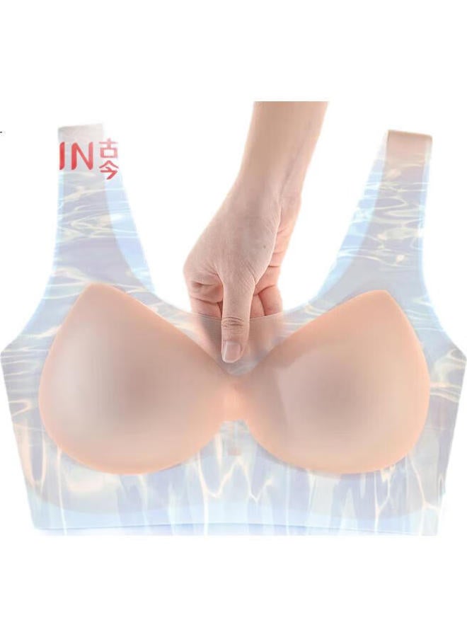 GUJIN (Gujin) Women'S Summer Large Chest Small Gathering Ultra-Thin Ice Silk Beauty Back Vest Bra Seamless Sports Bra - Image 1