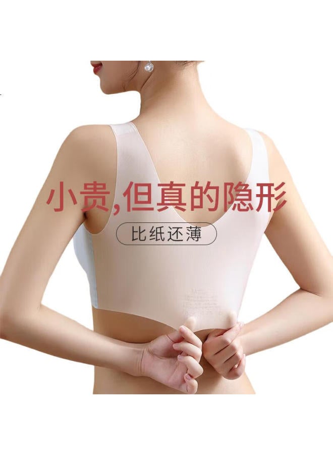 GUJIN (Gujin) Women'S Summer Large Chest Small Gathering Ultra-Thin Ice Silk Beauty Back Vest Bra Seamless Sports Bra - Image 2