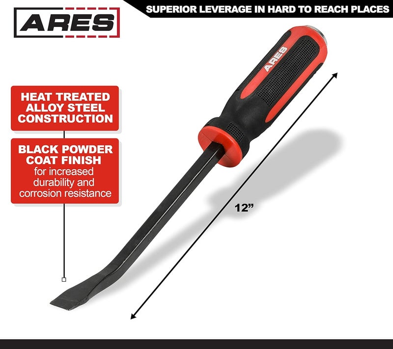 ARES 46006-12-Inch Pry Bar - Angled Tip for Lifting and Prying - Comfortable Non-Slip Double Injection Handle - Image 2
