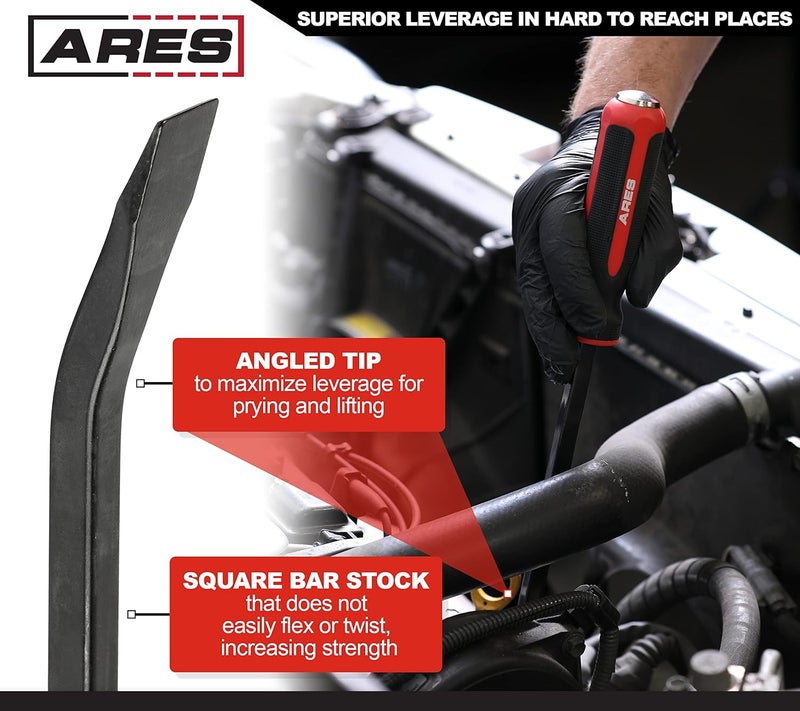 ARES 46006-12-Inch Pry Bar - Angled Tip for Lifting and Prying - Comfortable Non-Slip Double Injection Handle - Image 4
