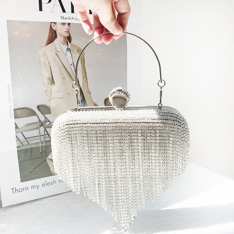2025 Export New Dinner Bag Ladies Handbag Rhinestone Tassel Small Square Bag Hand Dress Evening Bag - Image 2