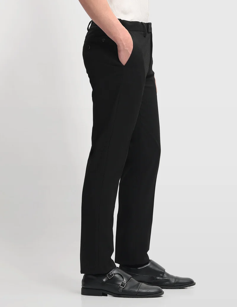 Arrow Black Hudson Tailored Fit Super Black Trousers for Men | Best Price UAE