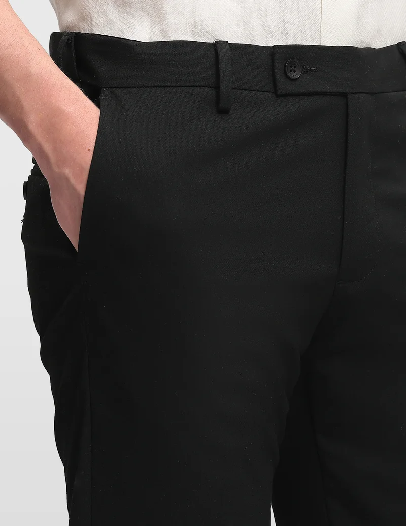 Arrow Black Hudson Tailored Fit Super Black Trousers for Men | Best Price UAE