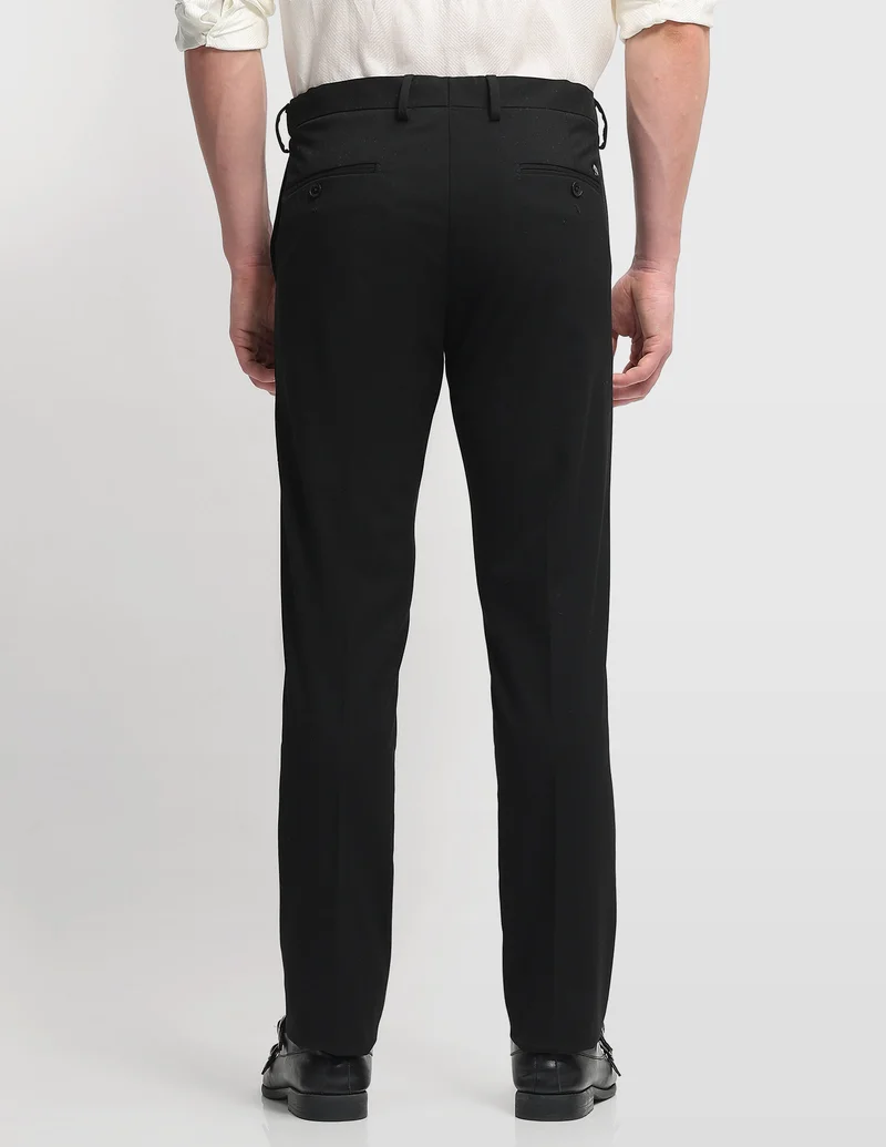 Arrow Black Hudson Tailored Fit Super Black Trousers for Men | Best Price UAE