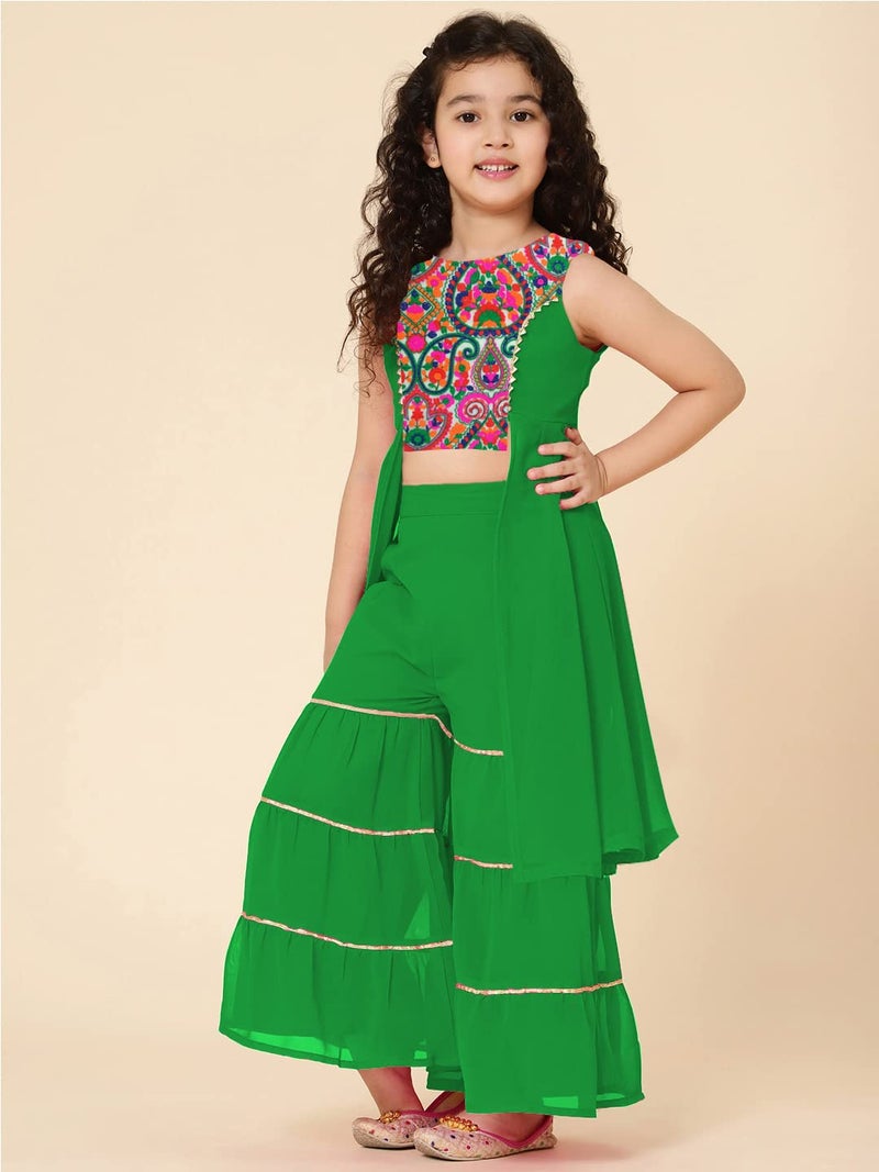 A.T.U.N. (ALL THINGS UBER NICE) Girls Ethnic Indo-Western Embroidered Sharara Set - Image 3
