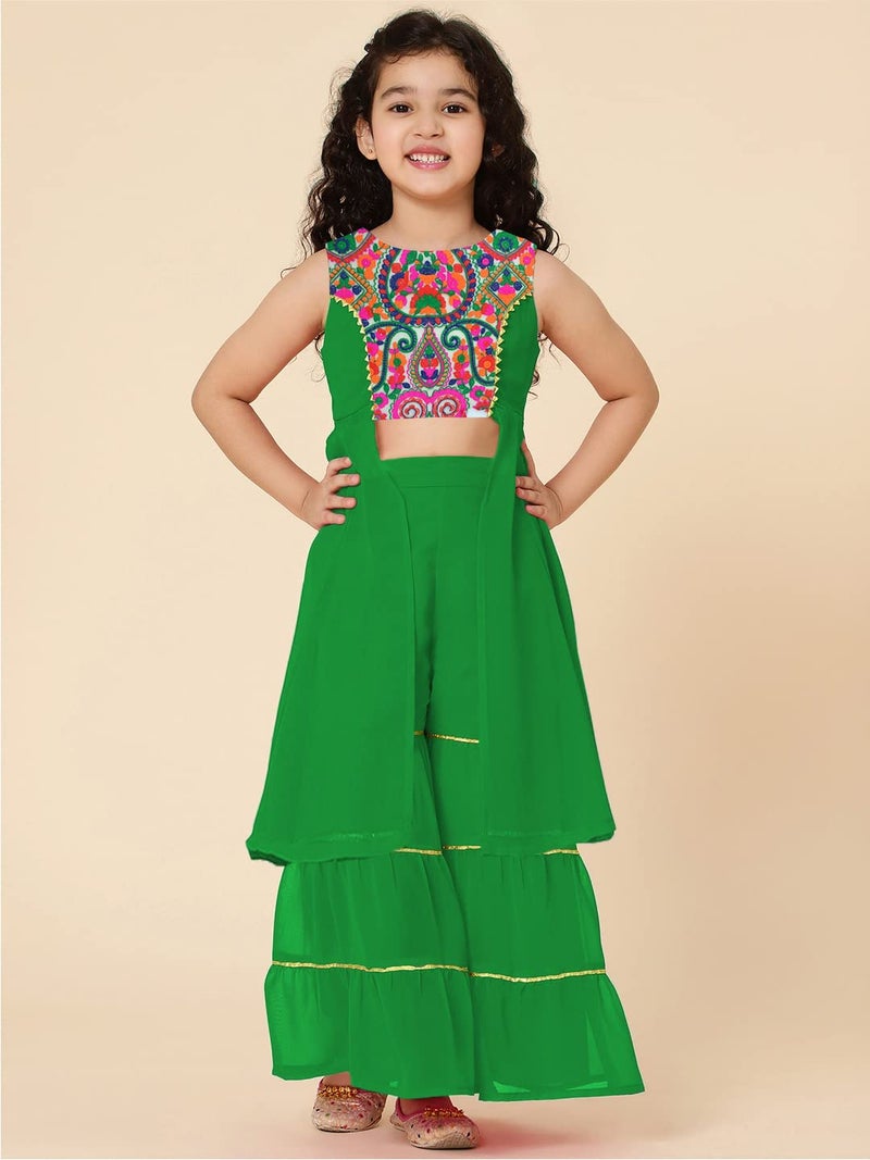 A.T.U.N. (ALL THINGS UBER NICE) Girls Ethnic Indo-Western Embroidered Sharara Set - Image 4