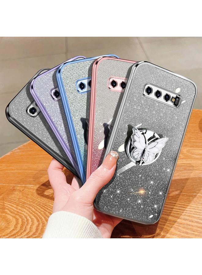 اس-توب جراب لهاتف Samsung Galaxy S10+، جراب هاتف TPU بحامل على شكل فراشة لامع متدرج اللون - Image 2