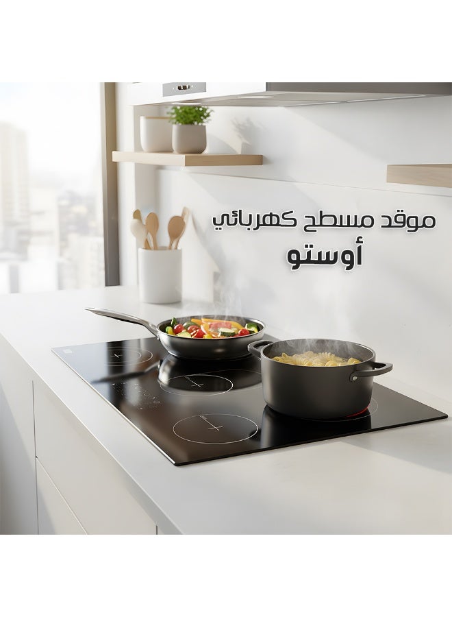 Usto Built-in Electric Hob, Ceramic, 90 cm, 5 Ceramic Burners, Touch Control, Black - ASH 90EGV - Image 2