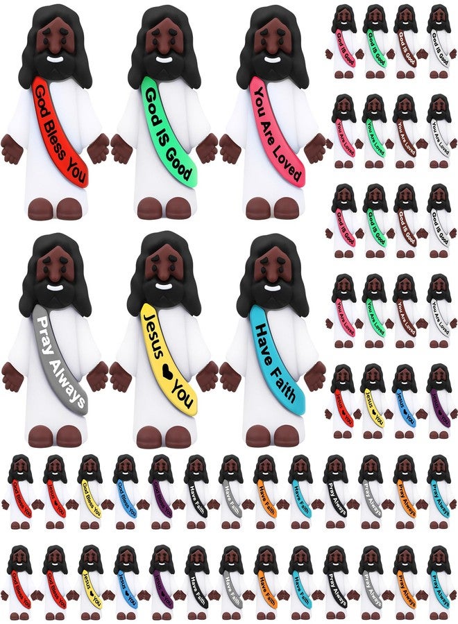 Bememo 50 Pcs Little Black Jesus Figures Original Design Mini Rubber Figures to Hide and Seek Religious Party Favors Sunday Baptism Gifts - Image 1