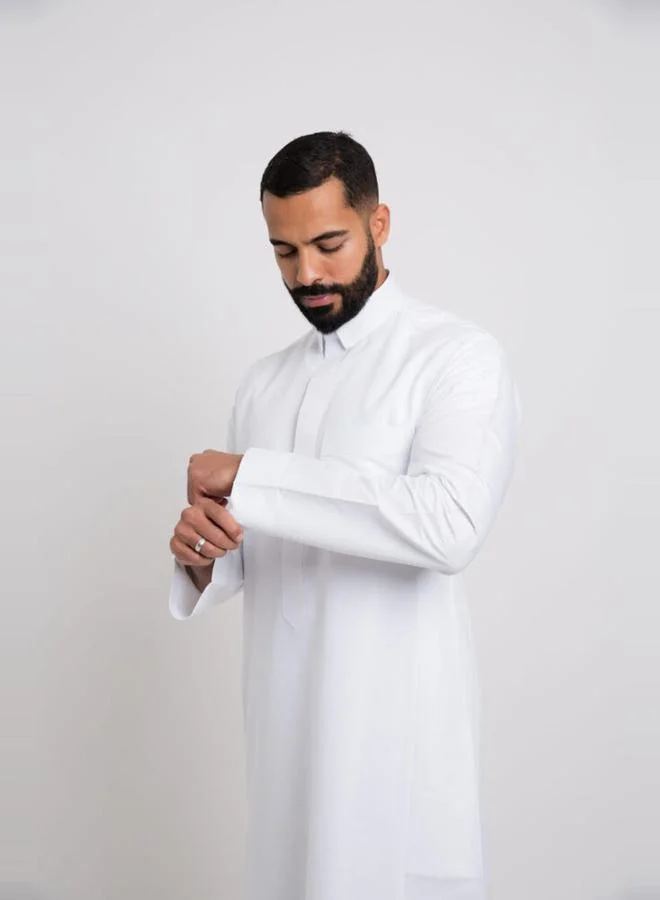 الشياكة ثوب كلاسيك قلاب بسحاب مخفي، رجالي، لون أبيض - 59 بوصة
