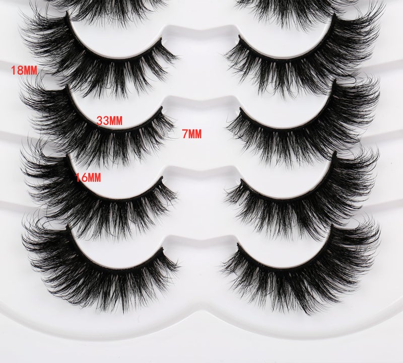 Pooplunch False Eyelashes Cat Eye Lashes Winged Look Fluffy Wispy Fake Eyelashes 8D Natural Crossed Faux Mink Lashes 7 Pairs Pack, Black - Image 3