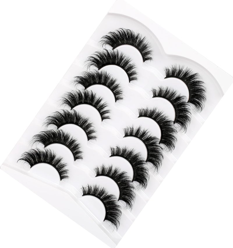 Pooplunch False Eyelashes Cat Eye Lashes Winged Look Fluffy Wispy Fake Eyelashes 8D Natural Crossed Faux Mink Lashes 7 Pairs Pack, Black - Image 5