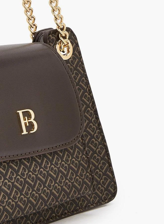 Flora Bella By Shoexpress BROWN Monogram Print Crossbody Bag With Chain Strap for Women | Best Price UAE