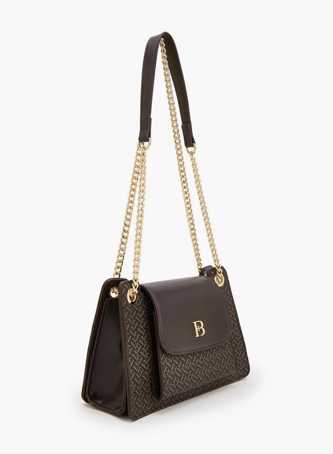 Flora Bella By Shoexpress BROWN Monogram Print Crossbody Bag With Chain Strap for Women | Best Price UAE