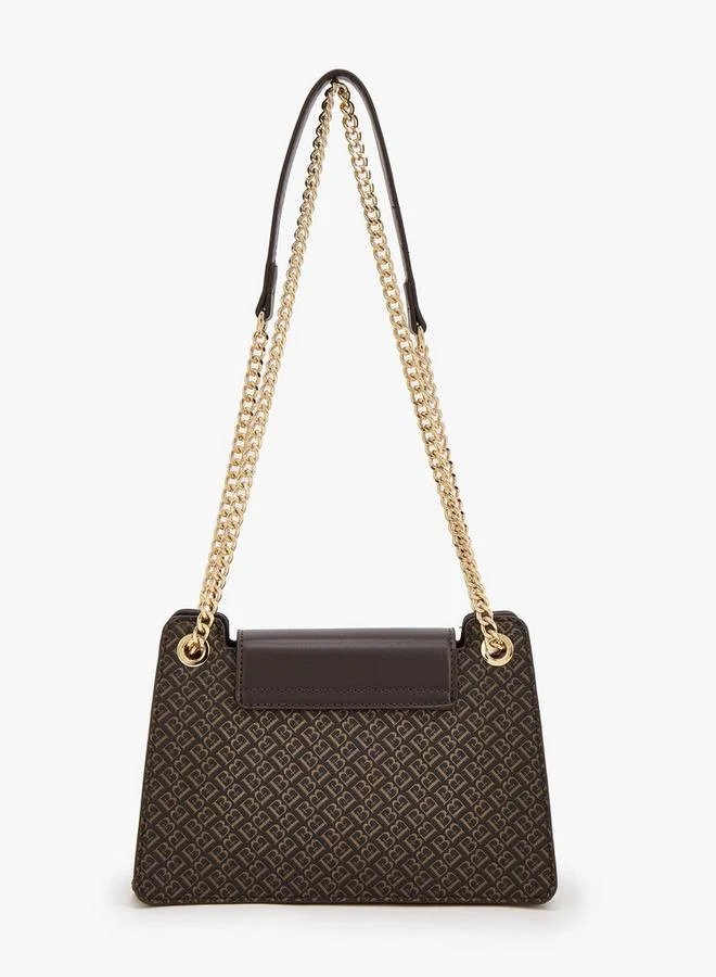 Flora Bella By Shoexpress BROWN Monogram Print Crossbody Bag With Chain Strap for Women | Best Price UAE