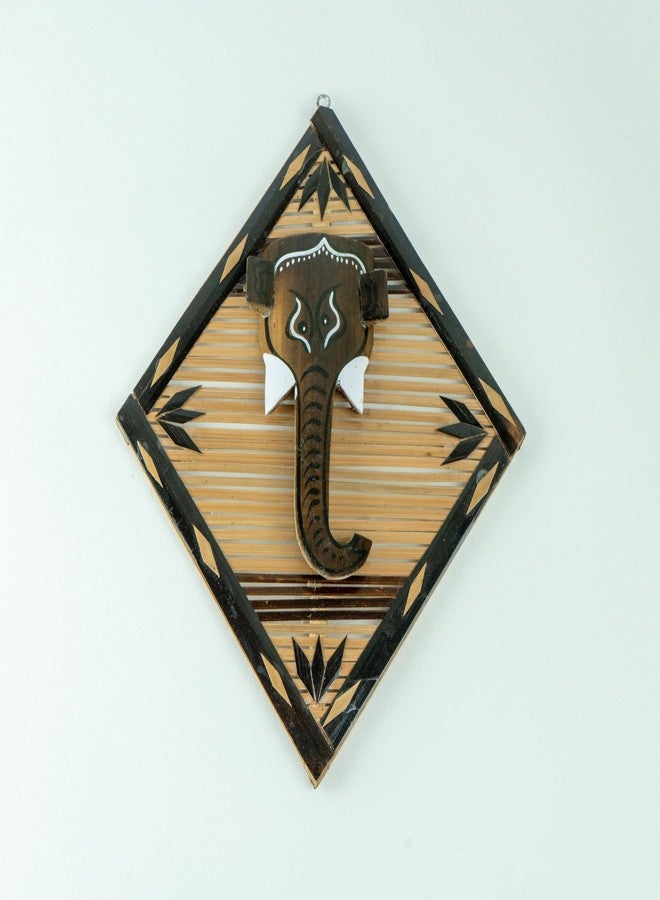 JUNSU CRAFT RA Junsu Craft Bamboo Ganesh Wall Decor - Eco-Friendly, Handcrafted Lord Ganesha Art for Home, Office, and Religious Spaces | Traditional Indian Wall Hanging for Diwali & Festivals (Diamond Shape) - Image 1