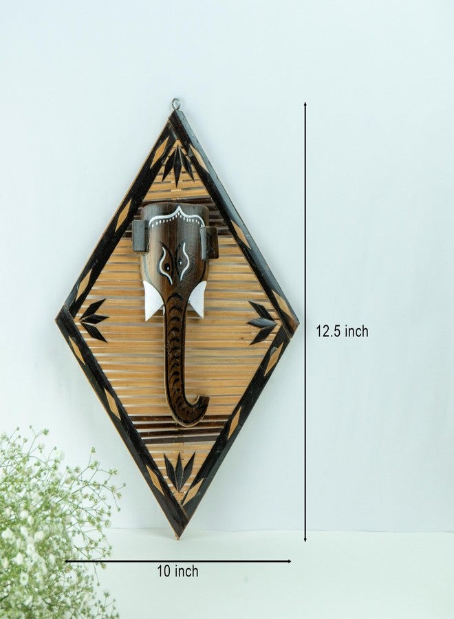 JUNSU CRAFT RA Junsu Craft Bamboo Ganesh Wall Decor - Eco-Friendly, Handcrafted Lord Ganesha Art for Home, Office, and Religious Spaces | Traditional Indian Wall Hanging for Diwali & Festivals (Diamond Shape) - Image 2