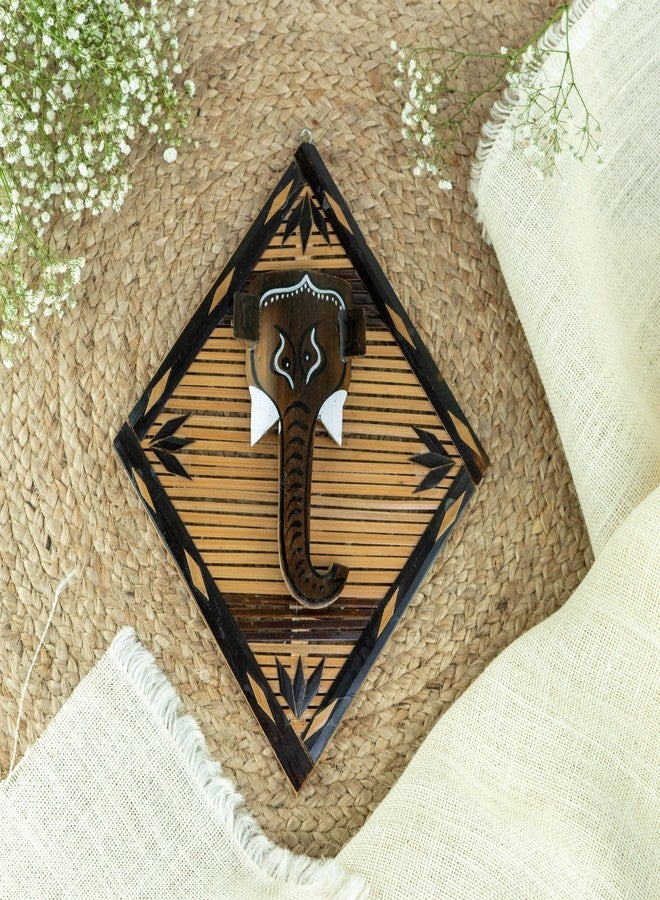 JUNSU CRAFT RA Junsu Craft Bamboo Ganesh Wall Decor - Eco-Friendly, Handcrafted Lord Ganesha Art for Home, Office, and Religious Spaces | Traditional Indian Wall Hanging for Diwali & Festivals (Diamond Shape) - Image 4