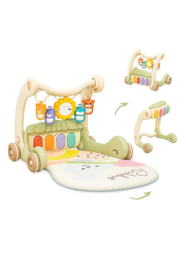 Factory Price Daisy 3 in 1 Multifunctional Baby Walker - Walker, Activity Play Mat & Piano Mode - Green - Image 2