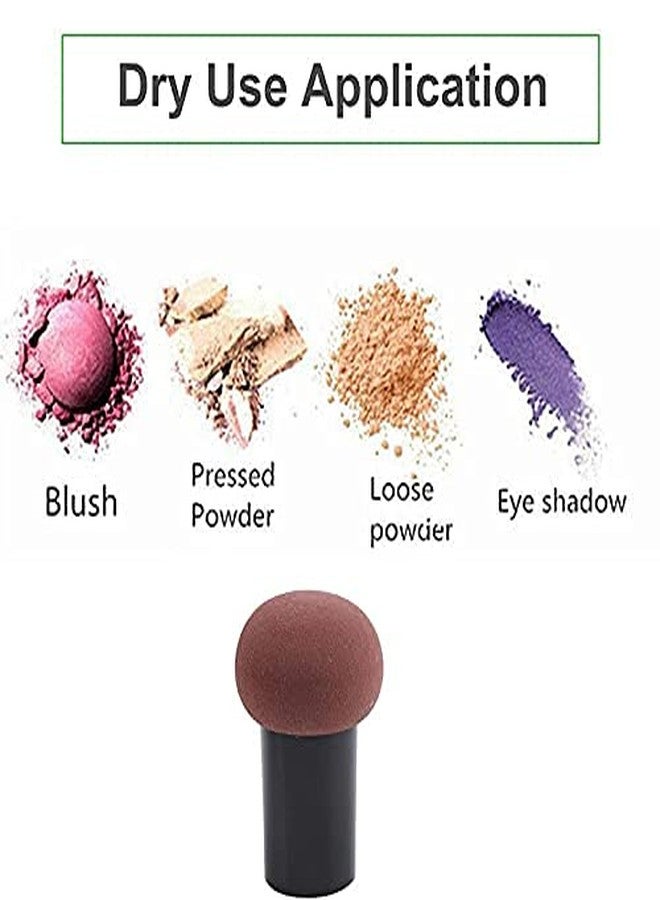 داتناسياد إسفنجة بودرة أساس داتناساياد، إسفنجات تجميلية، فرشاة مكياج على شكل فطر، إسفنجة دمج، فرشاة وجه، إسفنجة مكياج مع حافظة ومقبض للاستخدام الجاف والرطب، السوائل، الكريمات، والمساحيق (بني) - Image 4