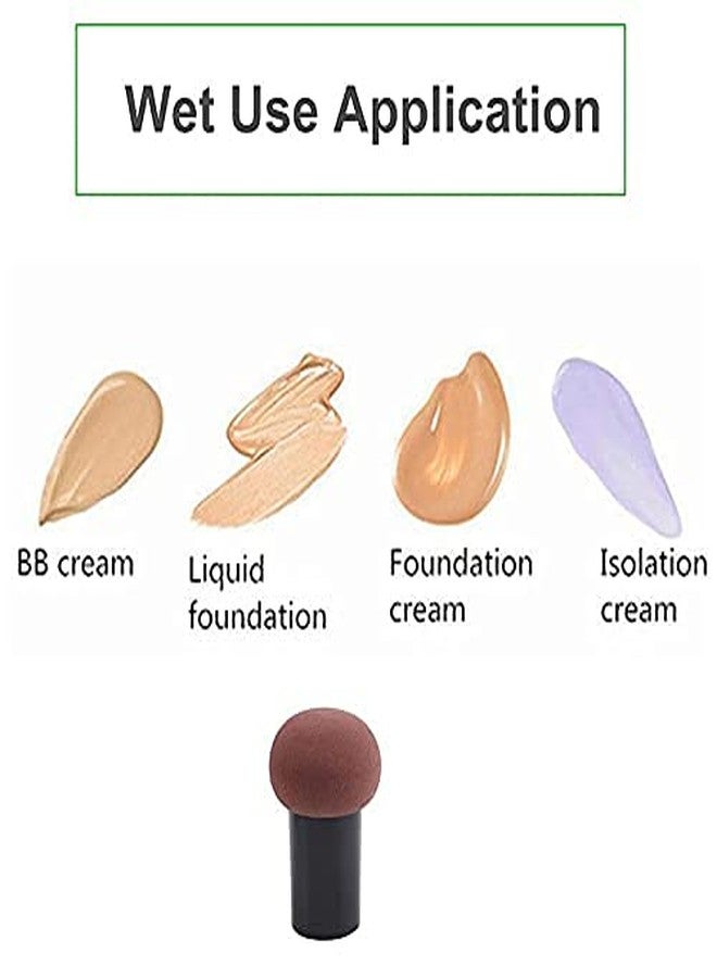 داتناسياد إسفنجة بودرة أساس داتناساياد، إسفنجات تجميلية، فرشاة مكياج على شكل فطر، إسفنجة دمج، فرشاة وجه، إسفنجة مكياج مع حافظة ومقبض للاستخدام الجاف والرطب، السوائل، الكريمات، والمساحيق (بني) - Image 3