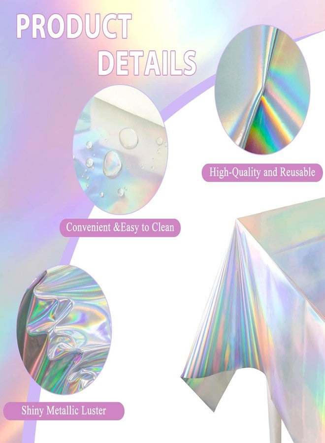 Andiker Plastic Table Cloths for Parties Disposable, Shiny Waterproof and Easy Clean Plastic Rectangle Tablecloth for Gathering Birthday Party Wedding Iridescent Party Decorations (Rainbow) - Image 3