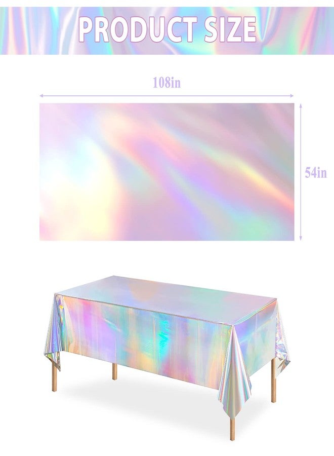 Andiker Plastic Table Cloths for Parties Disposable, Shiny Waterproof and Easy Clean Plastic Rectangle Tablecloth for Gathering Birthday Party Wedding Iridescent Party Decorations (Rainbow) - Image 2