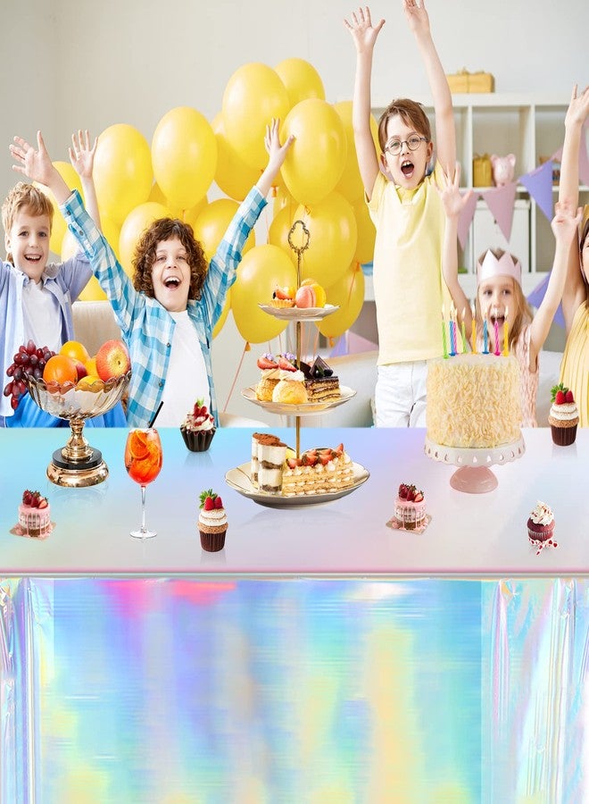 Andiker Plastic Table Cloths for Parties Disposable, Shiny Waterproof and Easy Clean Plastic Rectangle Tablecloth for Gathering Birthday Party Wedding Iridescent Party Decorations (Rainbow) - Image 5