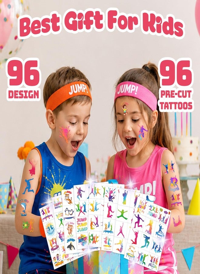 91TATTOOS 96 PCS Funny Jump Jumping Zone Pre-Cut Temporary Tattoos for Kids - Image 4