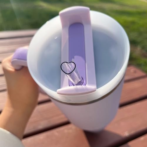 The best MOON 12 Inch Reusable Plastic Heart Straws for Stanley Cup 40 oz & 30 oz Tumbler Accessories Cute Clear Extra Long Replacement straw 4-Pack with brush Valentines Galentines day Gifts - Image 2