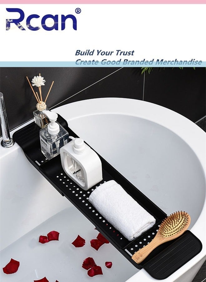 Rcan Bathtub Tray, Expandable Bath Caddy Storage Rack, Multifunctional Bathtub Tub Organizer for Bathroom Deposit Wash Supplies, Book - Image 2