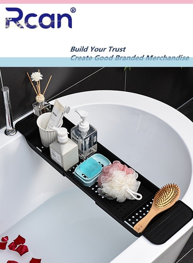 Rcan Bathtub Tray, Expandable Bath Caddy Storage Rack, Multifunctional Bathtub Tub Organizer for Bathroom Deposit Wash Supplies, Book - Image 1