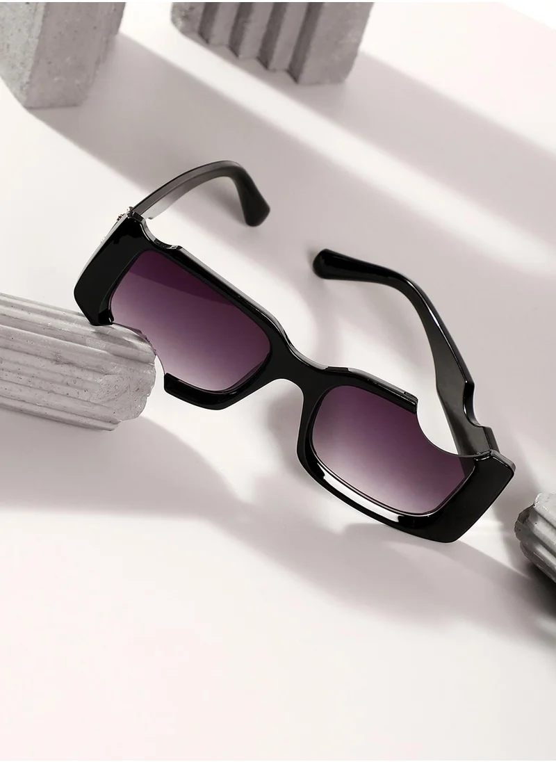 صوص هاوت The Crunch Rectangular Sunglasses - Onyx Black