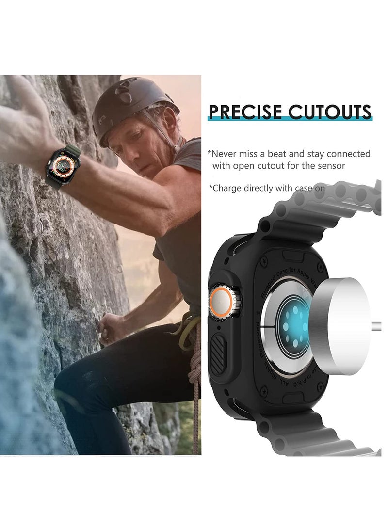 SOLARAE [3+3Pack for Apple Watch Ultra Case 49mm Cover, Rugged Bumper Case with Screen Protector Tempered Glass Face Cover, Waterproof Full Protective Shockproof Soft Armor Guard for iWatch Ultra Men - Image 5