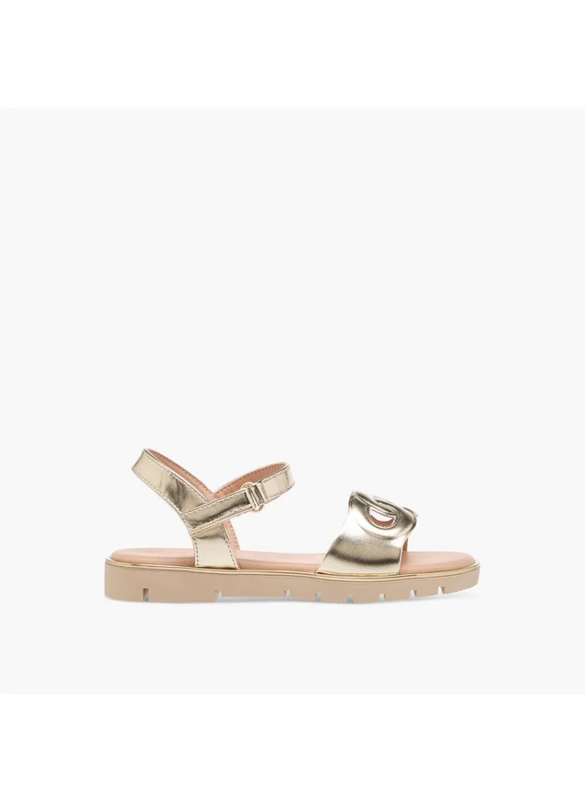 Flora Bella By Shoexpress Girls Cutout Detail Sandals with Hook and Loop Closure
