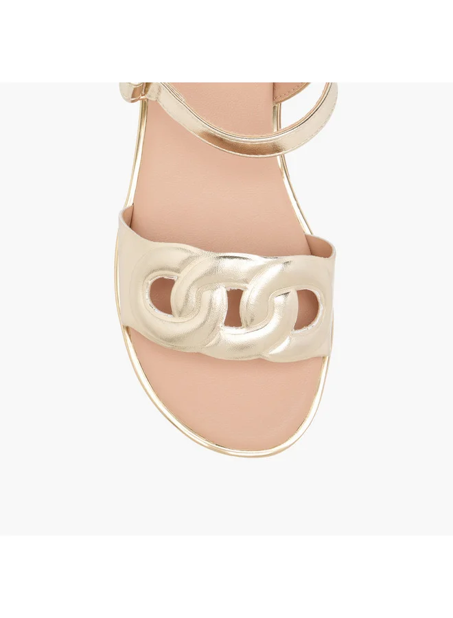 Flora Bella By Shoexpress Girls Cutout Detail Sandals with Hook and Loop Closure