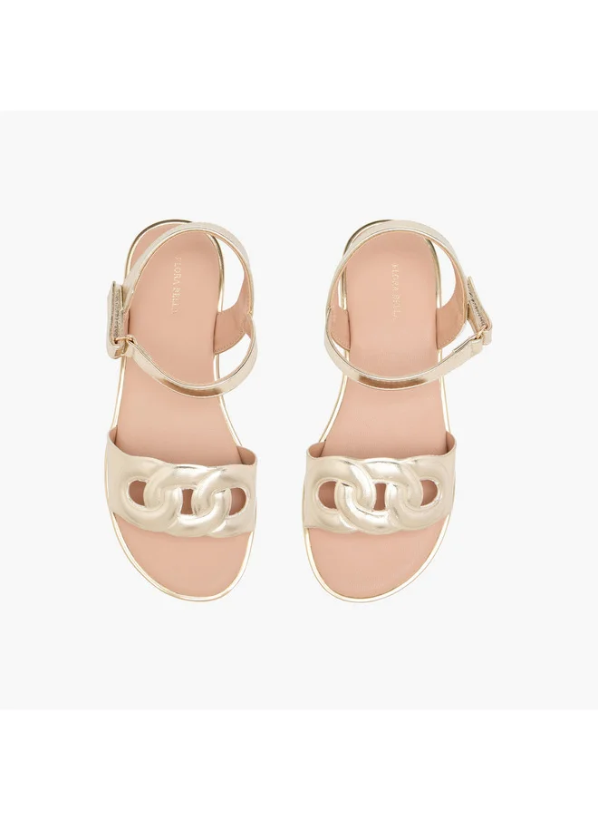 Flora Bella By Shoexpress Girls Cutout Detail Sandals with Hook and Loop Closure