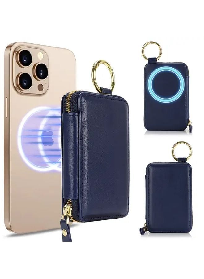 Deep Purple RFID Blocking Faux Leather Continental Wallet With Magnetic Closure Zip Pocket Keychain For iPhone 16 15 14 13 12 Series - Image 2