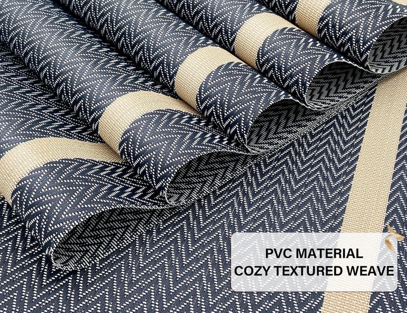 Crasts Placemats Set of 6 Dining Table Place Mats Placemats Table Mat PVC Material NonSlip Heat Resistant Dining Tablemates Washable AntiSkid Size 45 x 30cm Blue Gold Arrow Pattern - Image 5