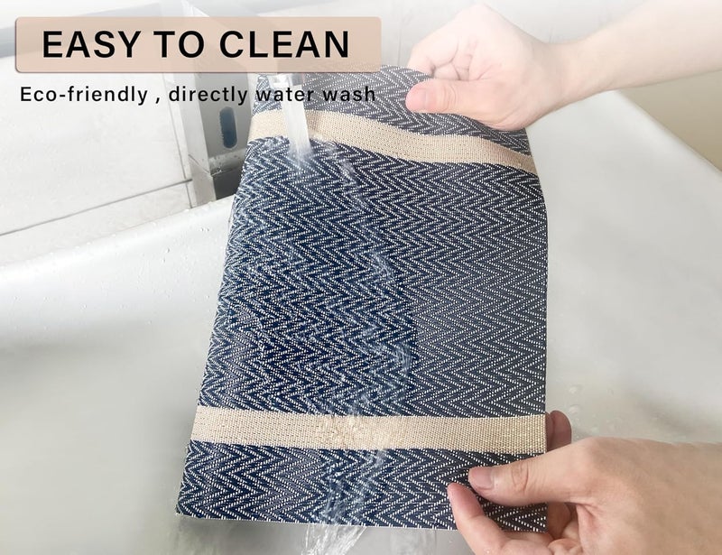 Crasts Placemats Set of 6 Dining Table Place Mats Placemats Table Mat PVC Material NonSlip Heat Resistant Dining Tablemates Washable AntiSkid Size 45 x 30cm Blue Gold Arrow Pattern - Image 3