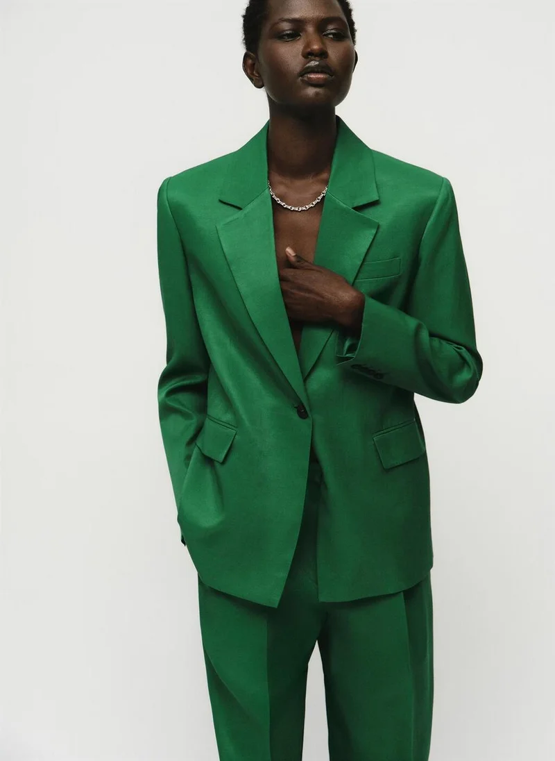 MANGO Linen-blend suit jacket