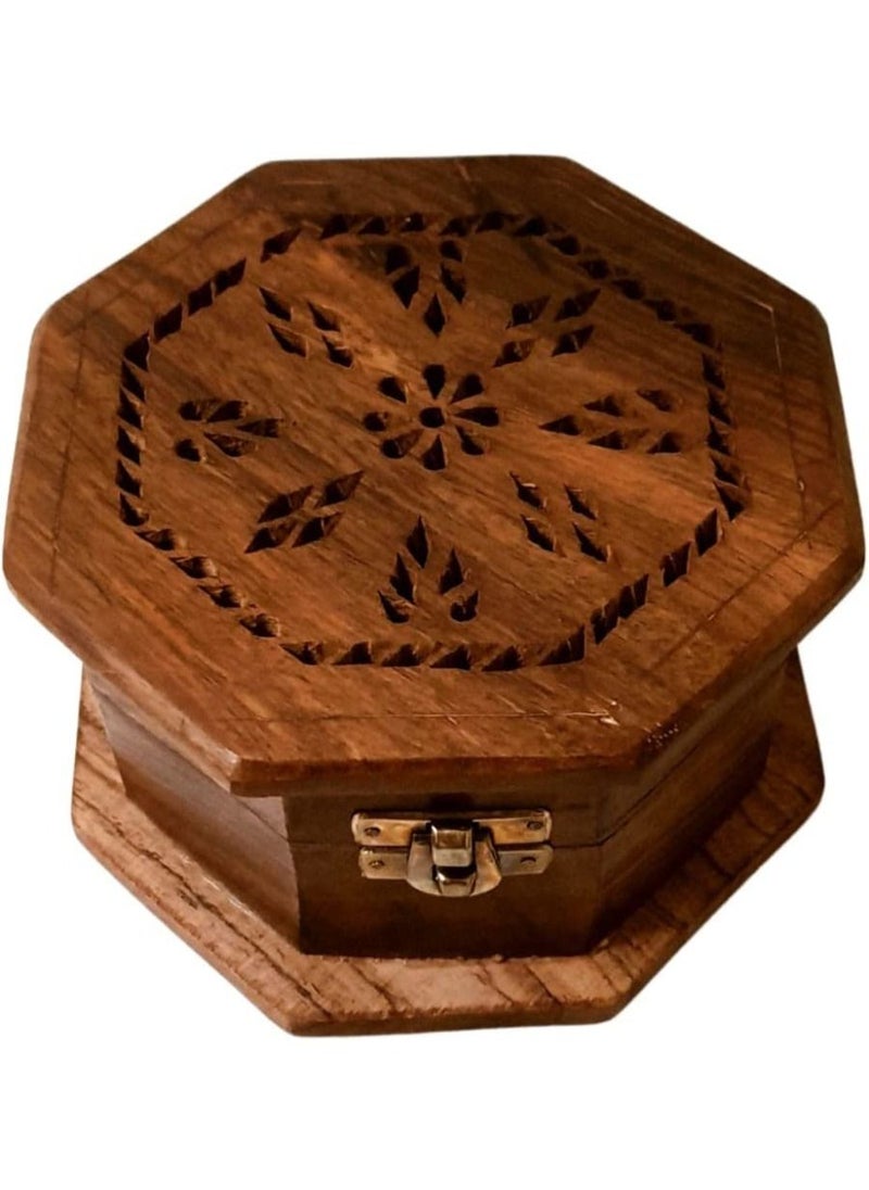 QUESERA Incense Bakhoor Burner Wooden Madkhan Mabkhara Pyramid Wooden Charcoal Burner  - Image 2