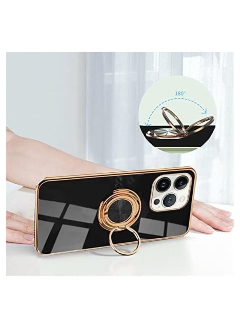 Raxoom Luxury Silicone TPU Shockproof Ring Holder Kickstand Slim Plated Phone Case Cover designed for iPhone 13 Pro - Image 3