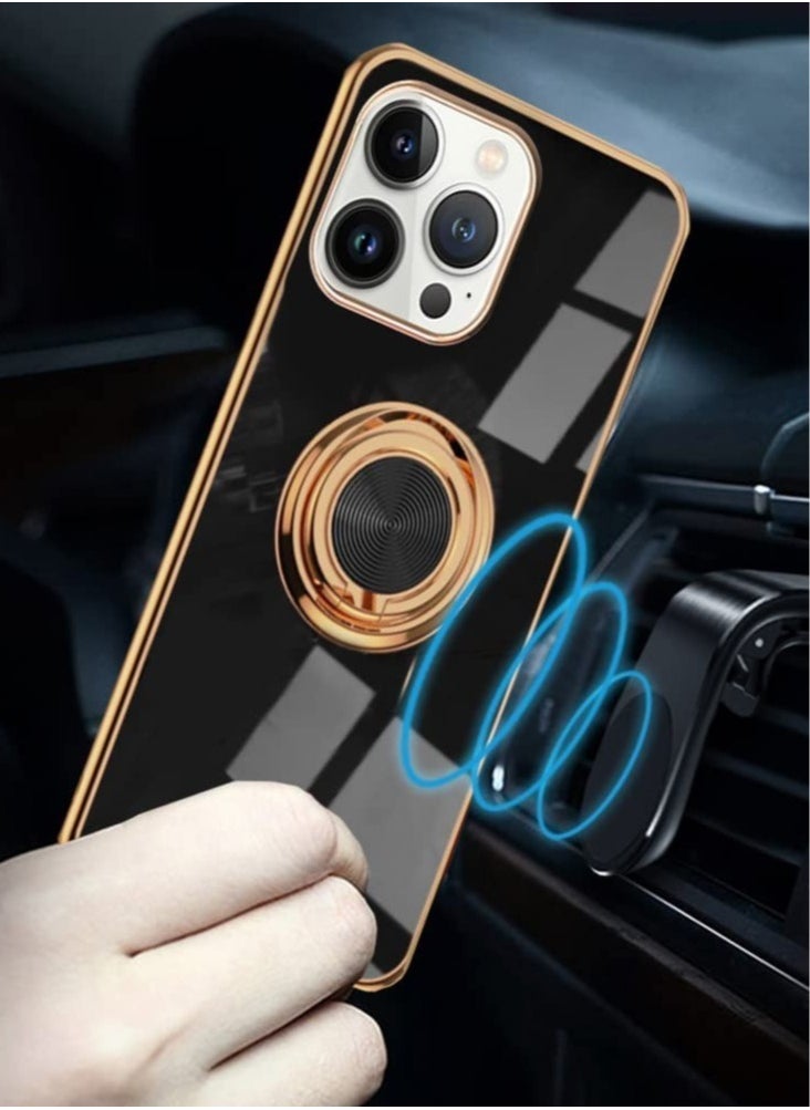 Raxoom Luxury Silicone TPU Shockproof Ring Holder Kickstand Slim Plated Phone Case Cover designed for iPhone 13 Pro - Image 5